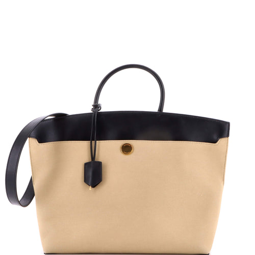 Society Top Handle Bag Canvas with Leather Large