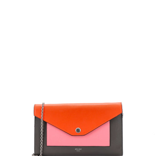 CELINE Pocket Envelope Shoulder Bag Leather Small