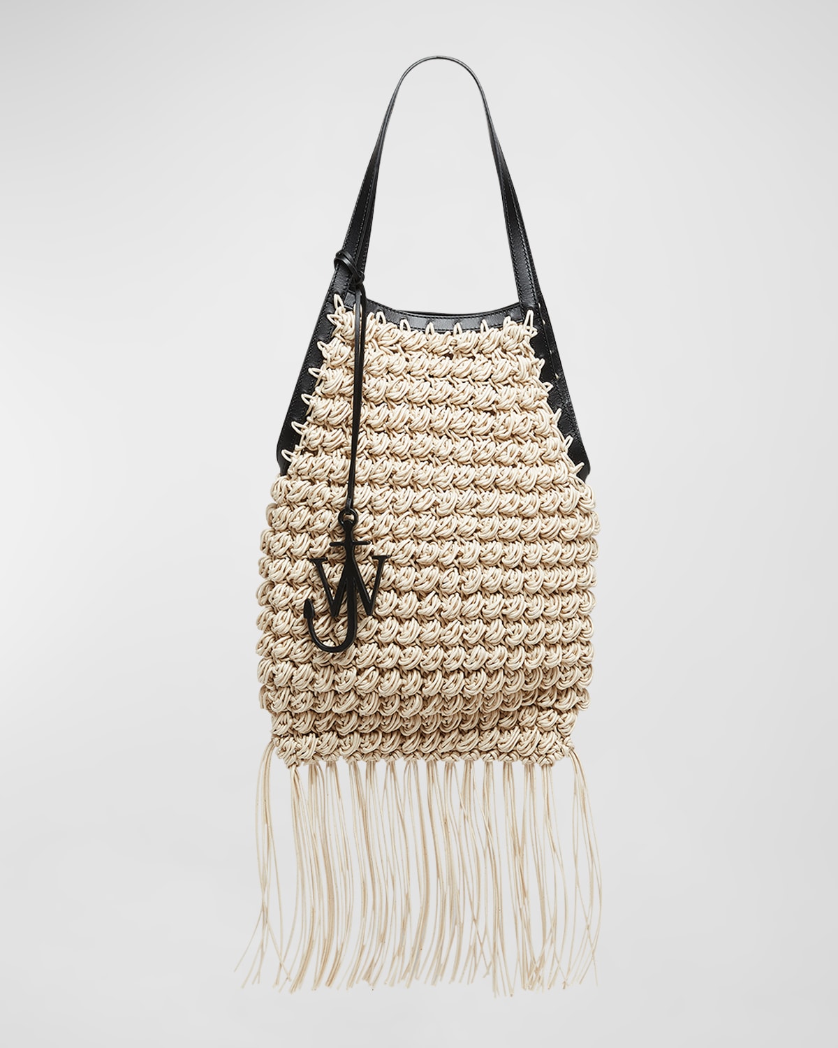 Jw Anderson Fringe Popcorn Crochet Shopper Tote Bag