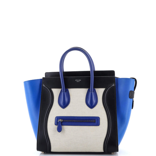 CELINE Tricolor Luggage Bag Canvas and Leather Mini