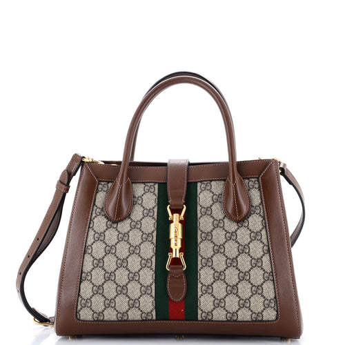 GUCCI Jackie 1961 Web Tote GG Canvas and Leather Medium