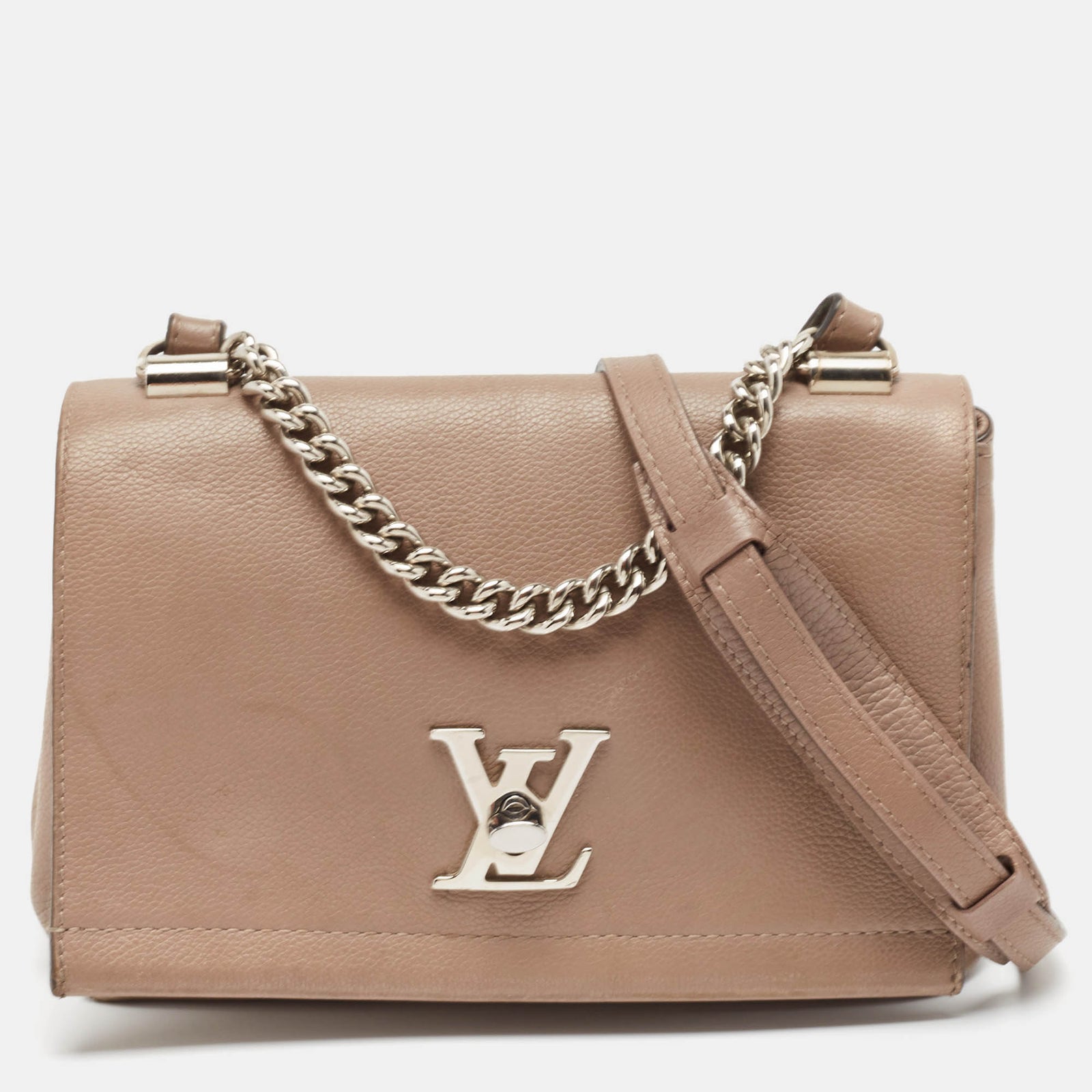 Louis Vuitton Lockme II BB-Tasche aus beigefarbenem Leder