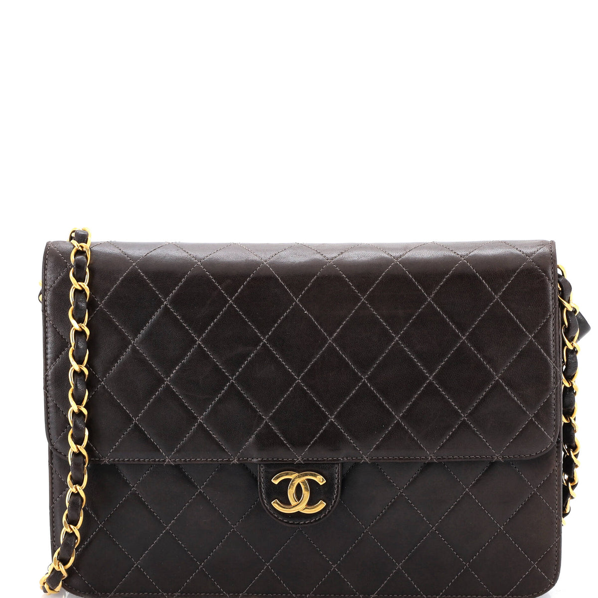 Chanel CHANEL Vintage Clutch with Chain Quilted Leather Medium