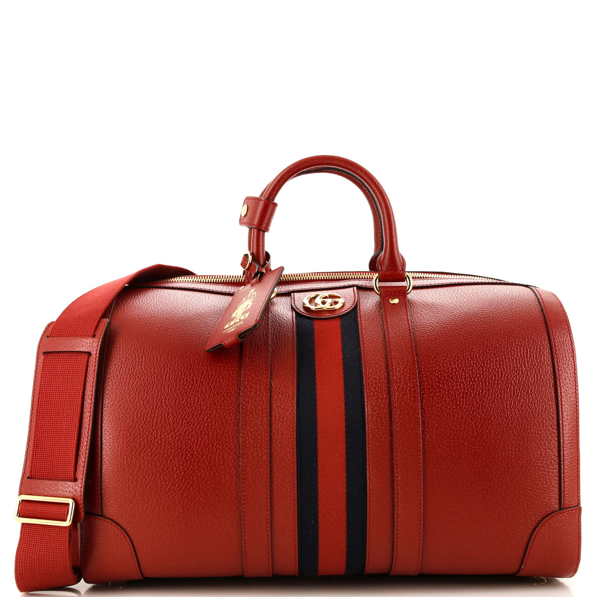 Gucci GUCCI Savoy Web Convertible Duffle Bag Leather Medium