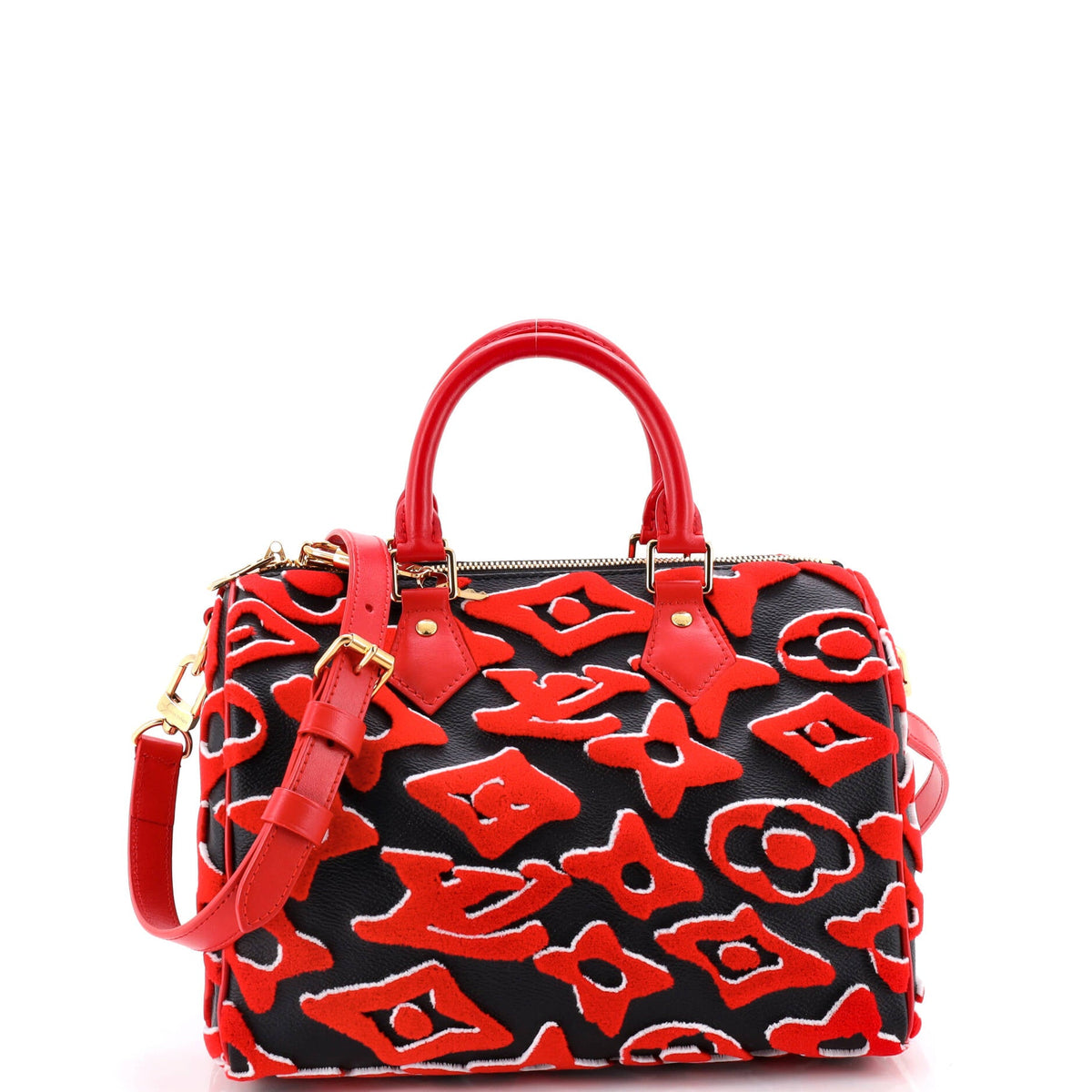 Louis Vuitton Speedy Bandouliere Bag Limited Edition Urs Fischer Tufted Monogram Canvas 25