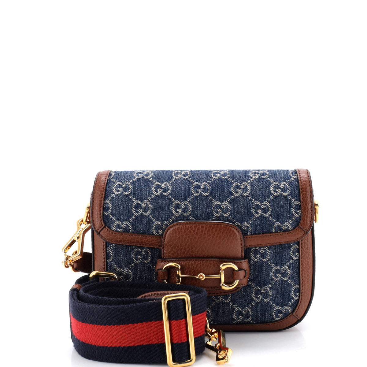 Gucci GUCCI Horsebit 1955 Shoulder Bag GG Denim Mini