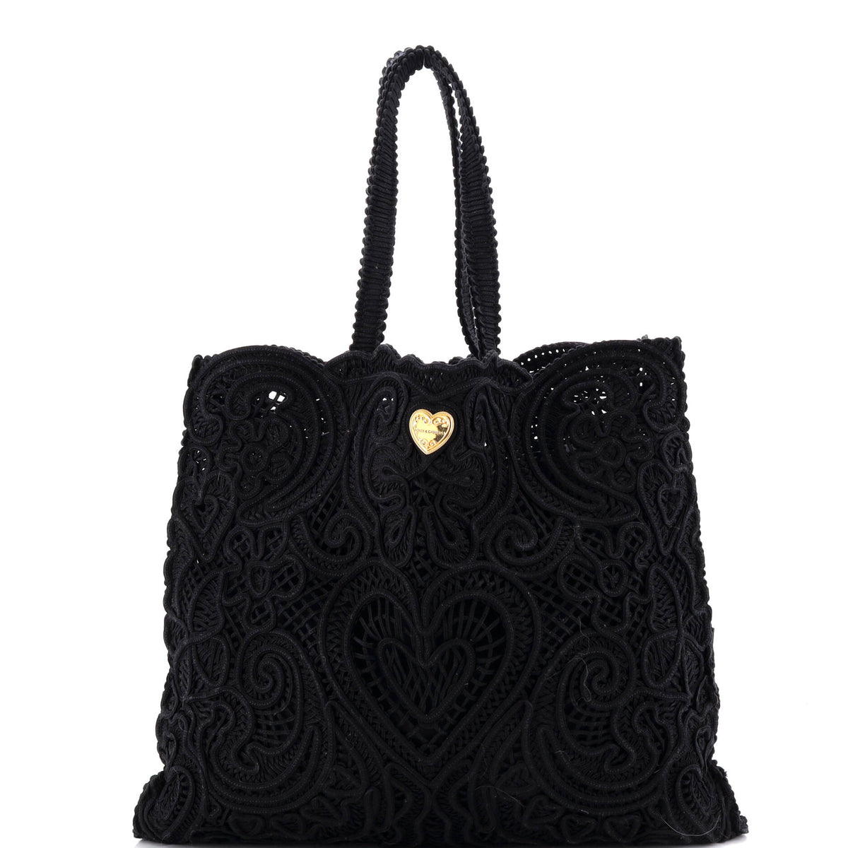 Dolce & Gabbana Beatrice Tote Bag Crochet Lace Jacquard Large