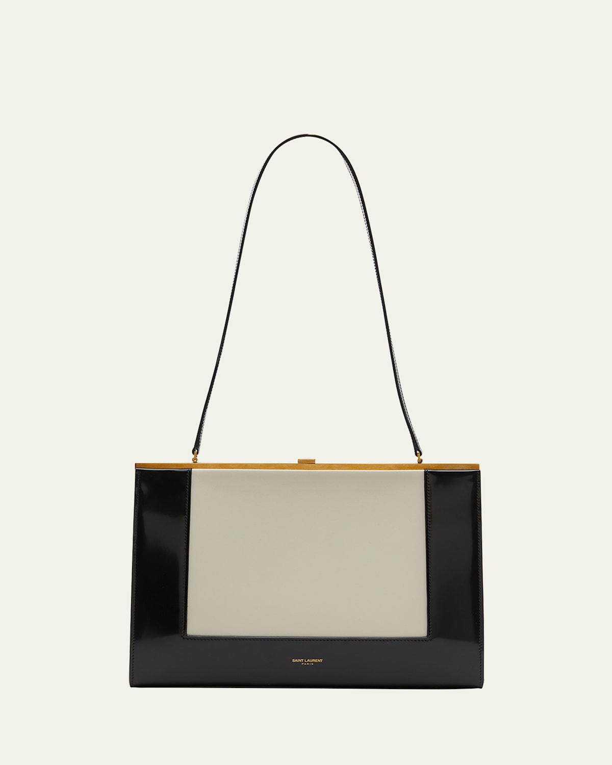Saint Laurent Le-Anne Marie Large Shoulder Bag in Bicolor Smooth Leather