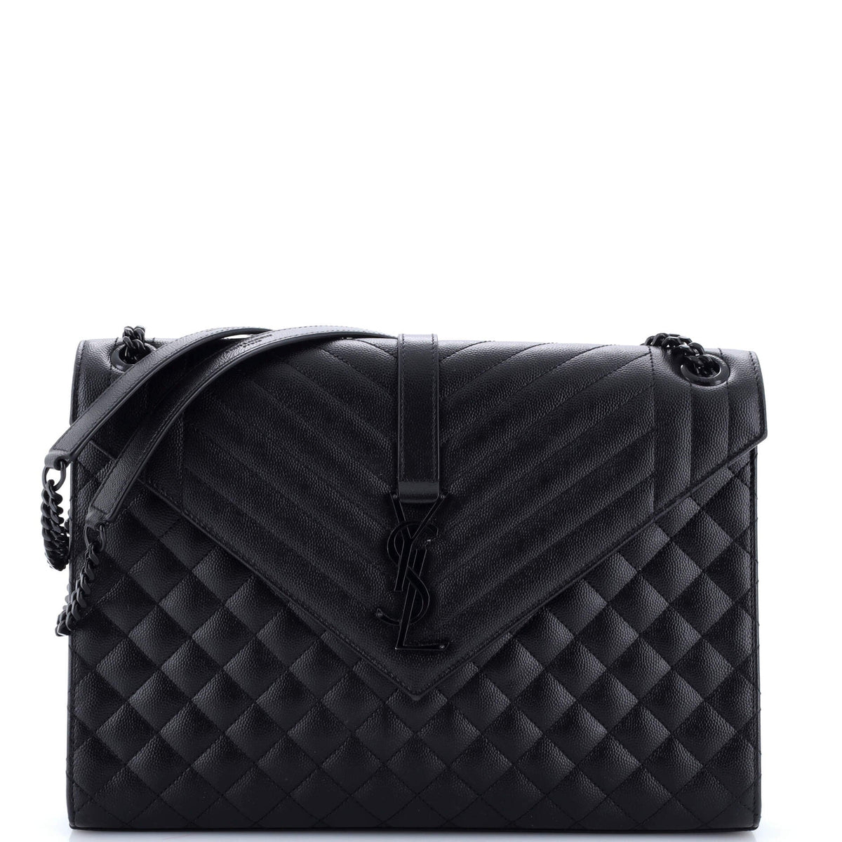Saint Laurent Classic Monogram Envelope Satchel Mixed Matelasse Leather Large
