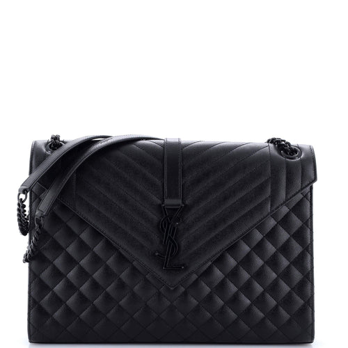 Classic Monogram Envelope Satchel Mixed Matelasse Leather Large
