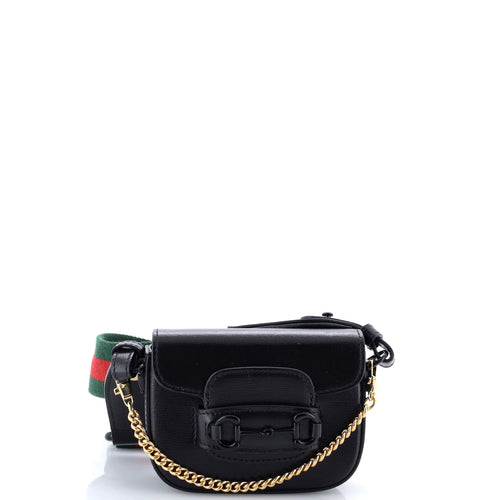 GUCCI Horsebit 1955 Flap Wallet with Strap Leather