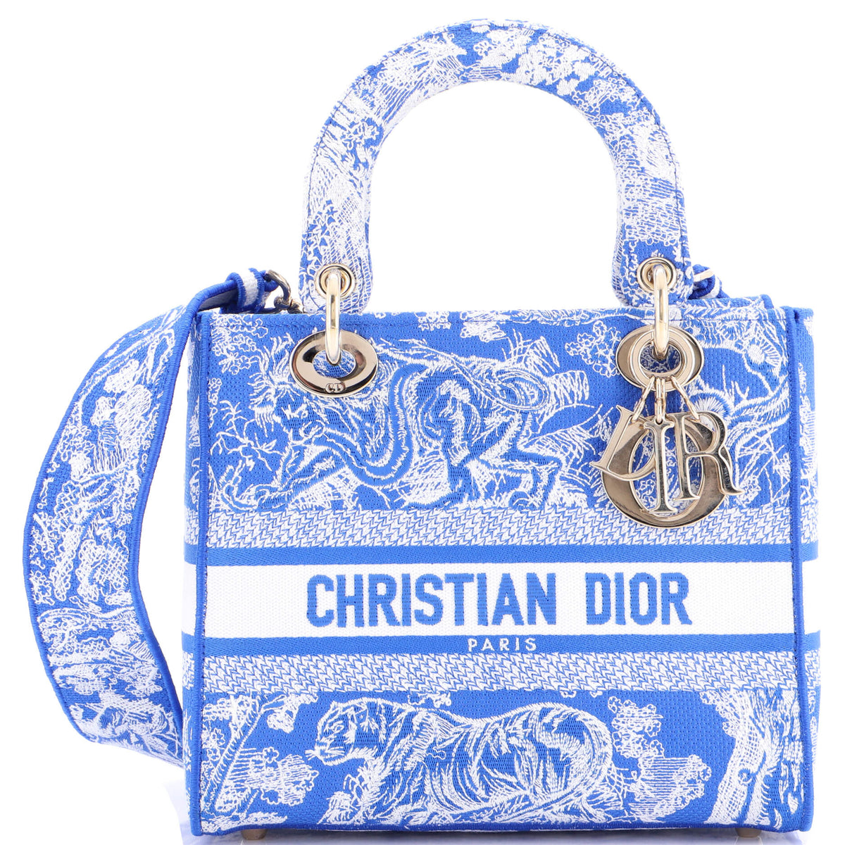 Christian Dior Toile de Jouy Lady D-Lite Bag Embroidered Canvas