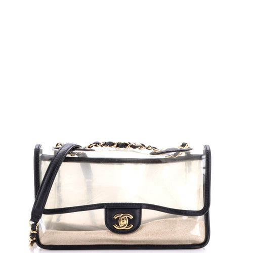 CHANEL Sand By The Sea Flap Bag PVC with Lambskin Medium