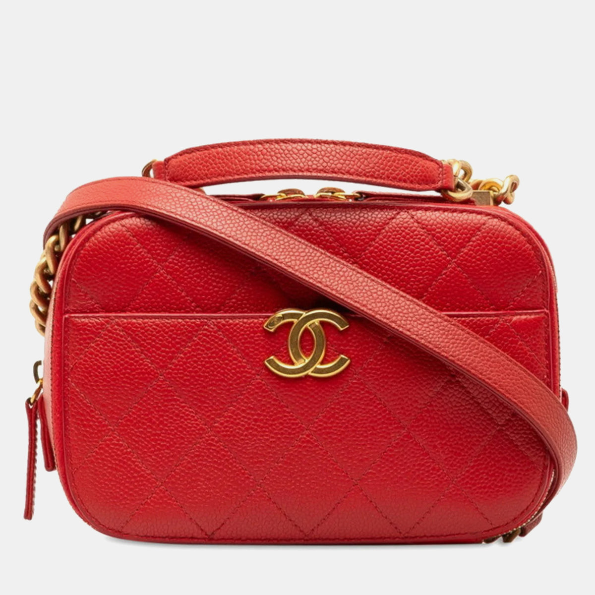 Chanel Red Quilted Caviar Leather Chic Affinity Shoulder Bag