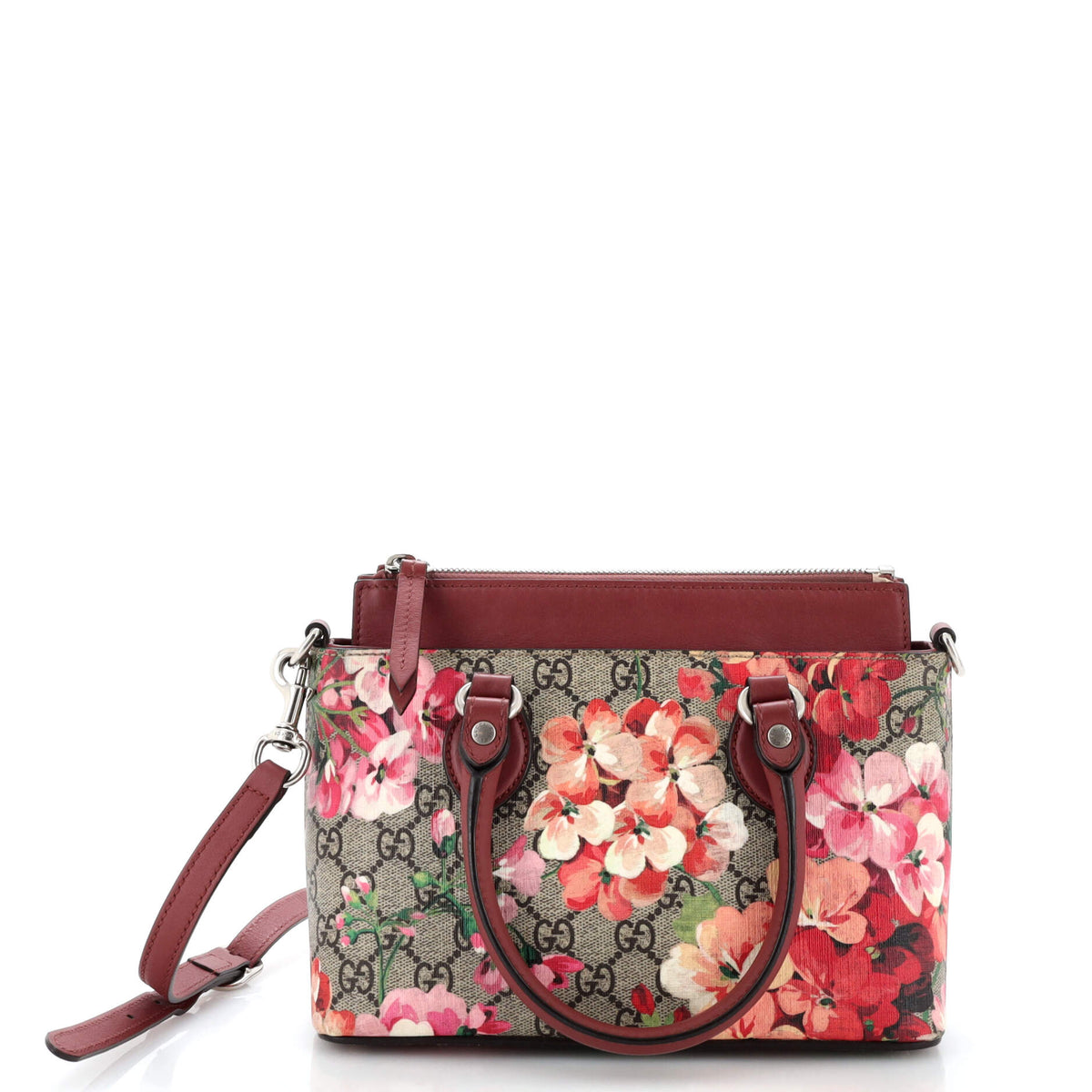 Gucci GUCCI Linea A Convertible Tote Blooms Print GG Coated Canvas Mini