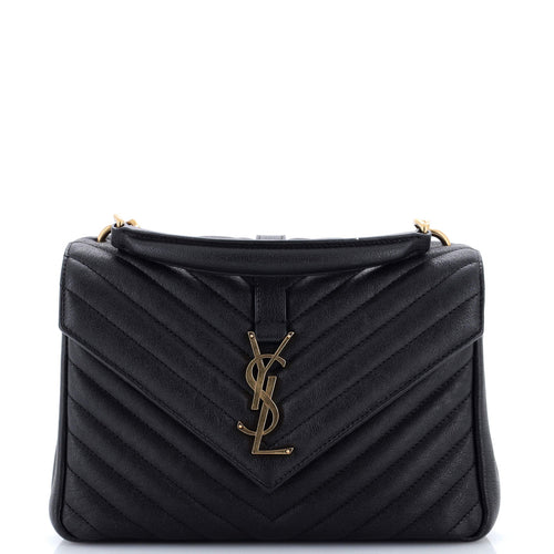 Classic Monogram College Bag Matelasse Chevron Leather Medium