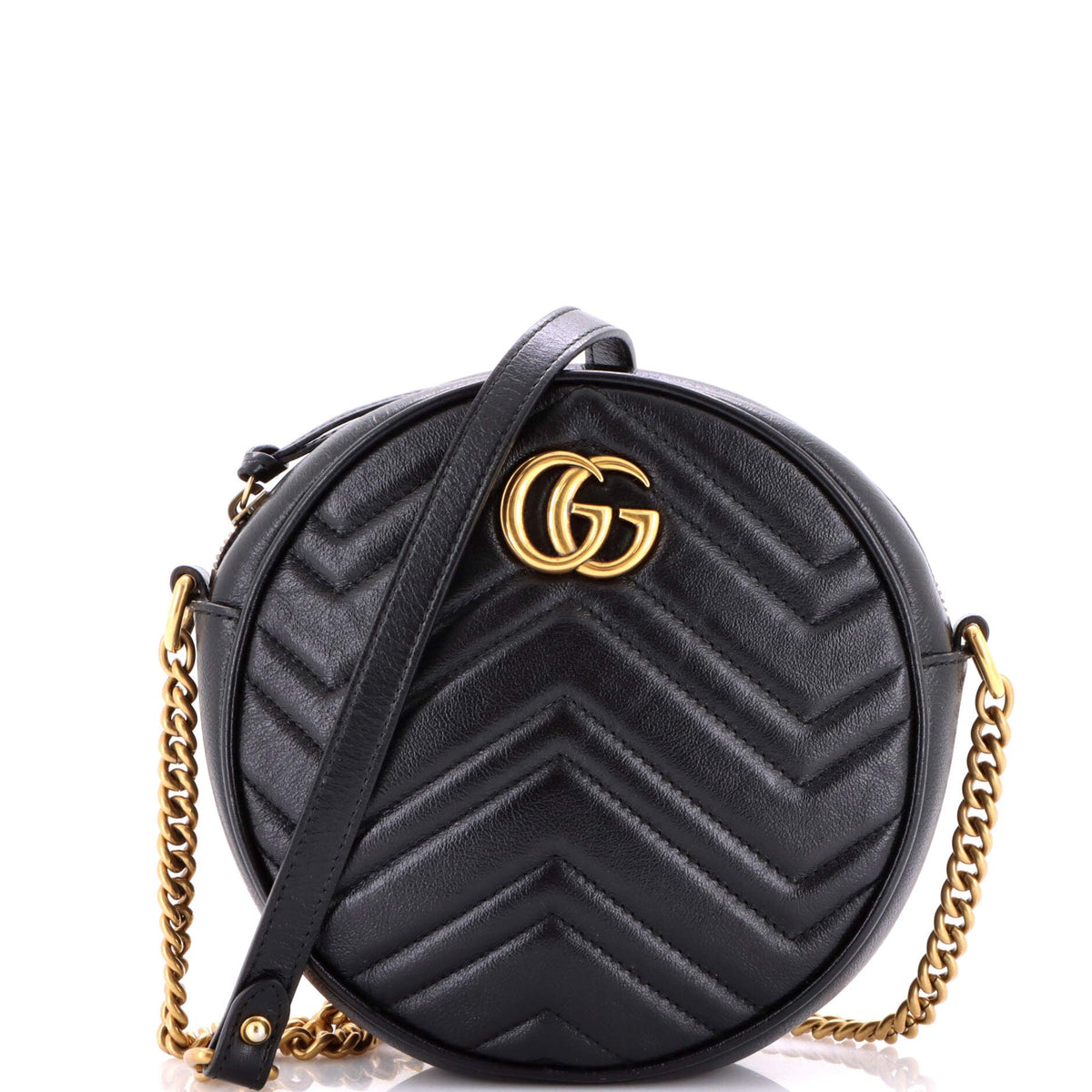 Gucci GUCCI GG Marmont Round Shoulder Bag Matelasse Leather Mini