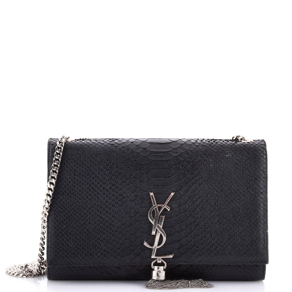 Saint Laurent Classic Monogram Tassel Crossbody Bag Python Embossed Leather Medium