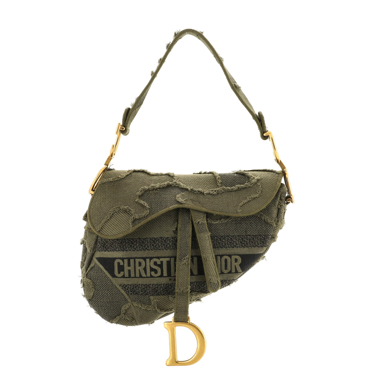Christian Dior Saddle Handbag Camouflage Embroidered Canvas Medium