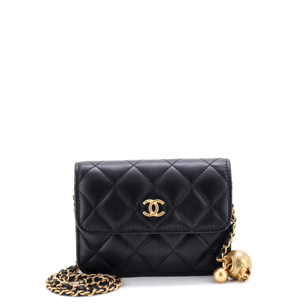 Chanel CHANEL Pearl Crush Flap Clutch with Chain Quilted Lambskin Mini