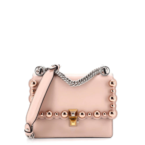 FENDI Kan I Bag Pearl Embellished Leather Small