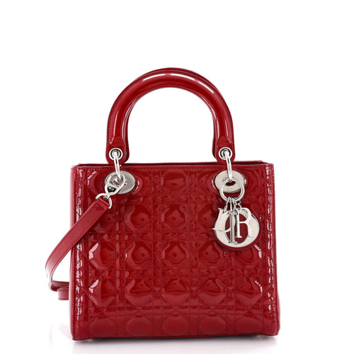 Lady Dior Bag Cannage Quilt Patent Medium