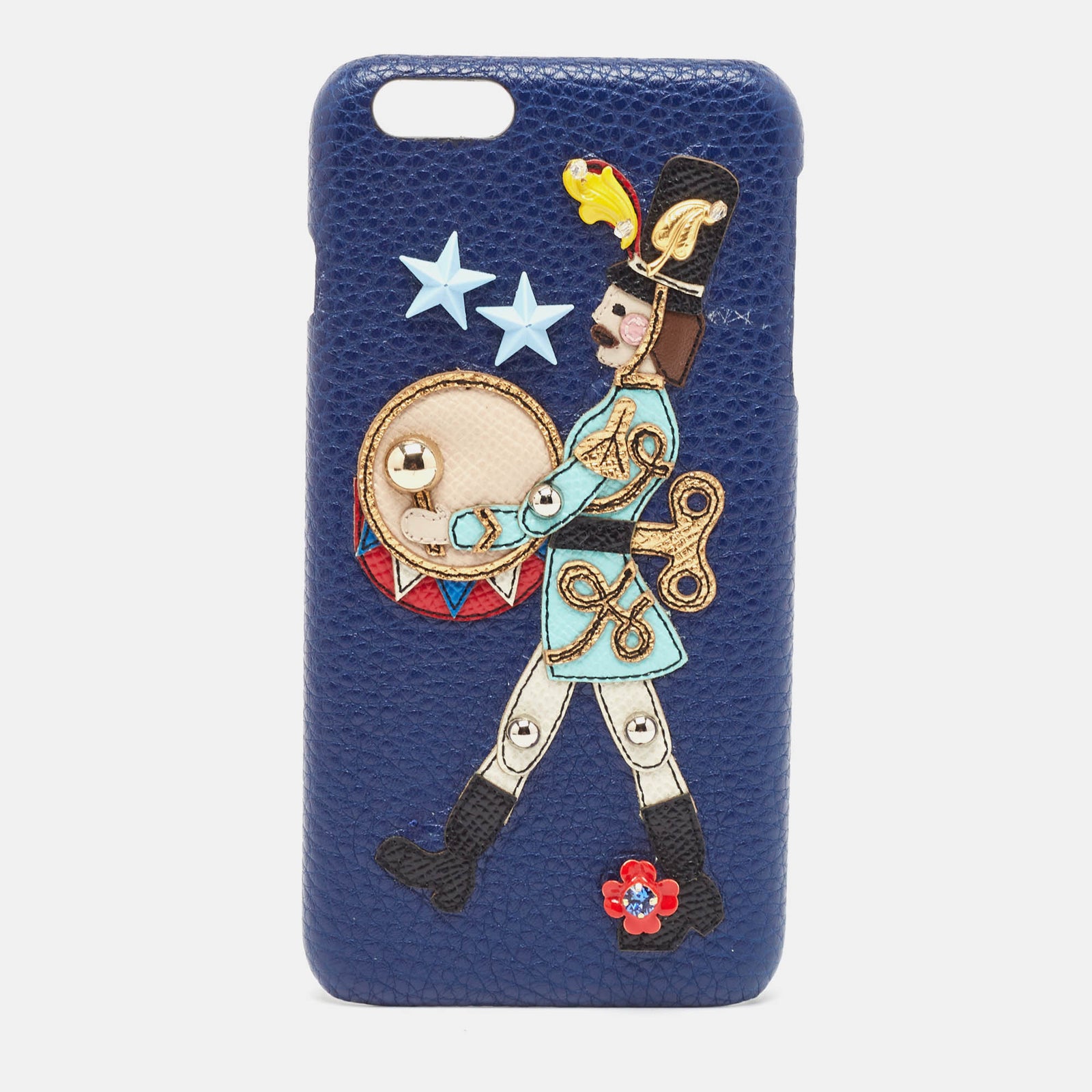 Dolce & Gabbana Étui en cuir bleu pour iPhone 6 avec motif casse-noisette