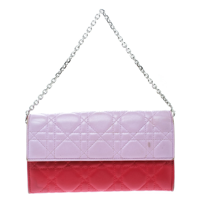 Dior Two Tone Pink Cannage Leather Lady Rendez-Vous Wallet