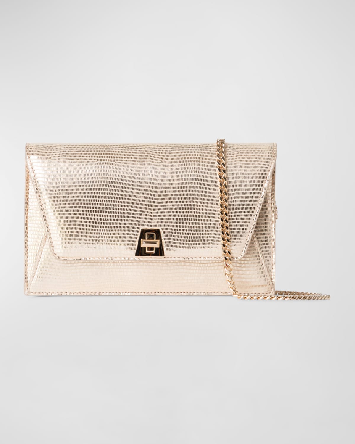 Boss Anouk Metallic Lizard-Embossed Crossbody Bag