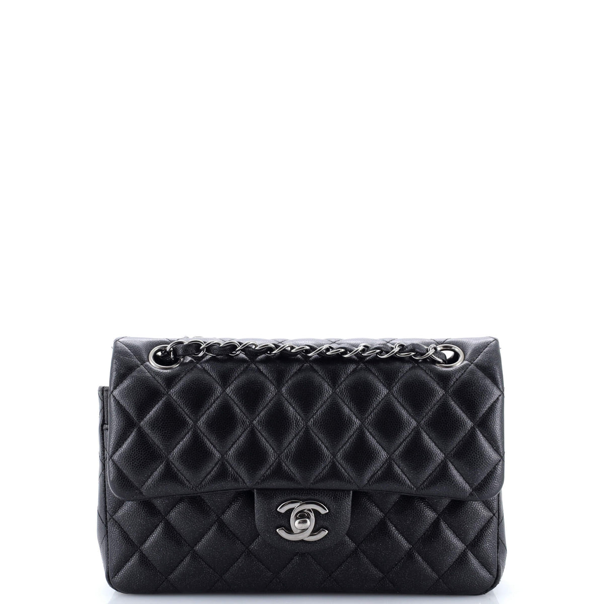 Chanel CHANEL Classic Double Flap Bag Quilted Iridescent Caviar Small