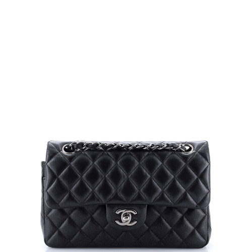 CHANEL Classic Double Flap Bag Quilted Iridescent Caviar Small