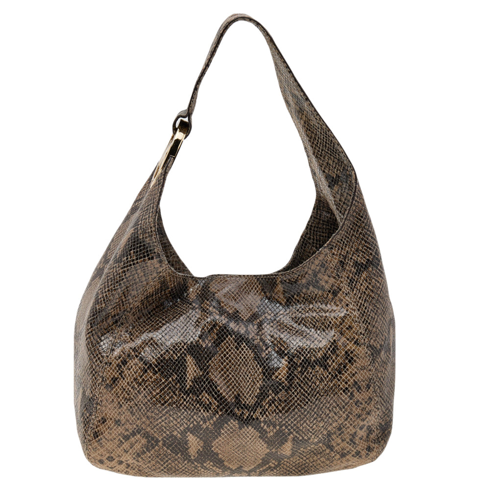 Michael Kors Brown Python Embossed Leather Hobo