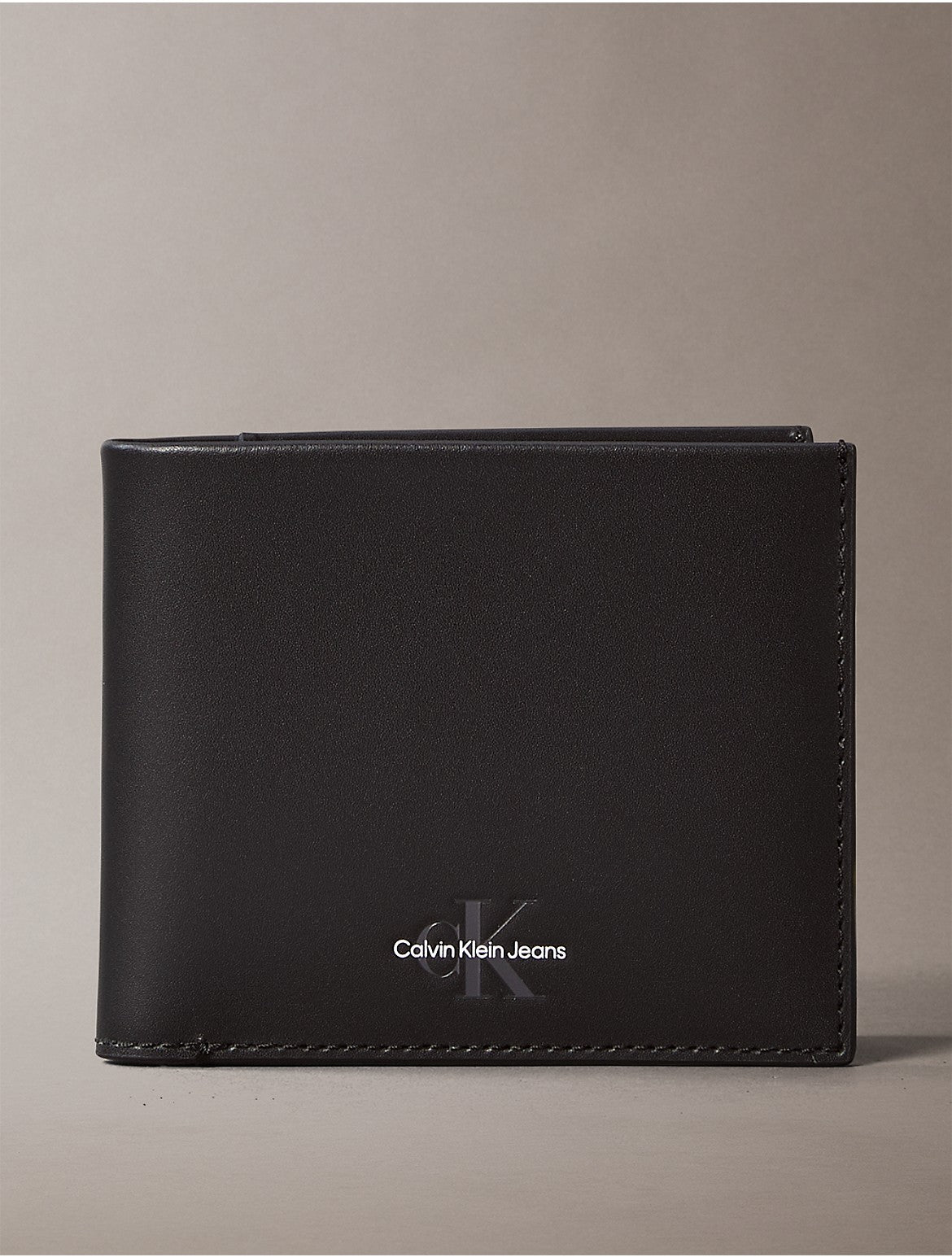 Calvin Klein Portefeuille à deux volets avec logo monogramme pour homme - Noir