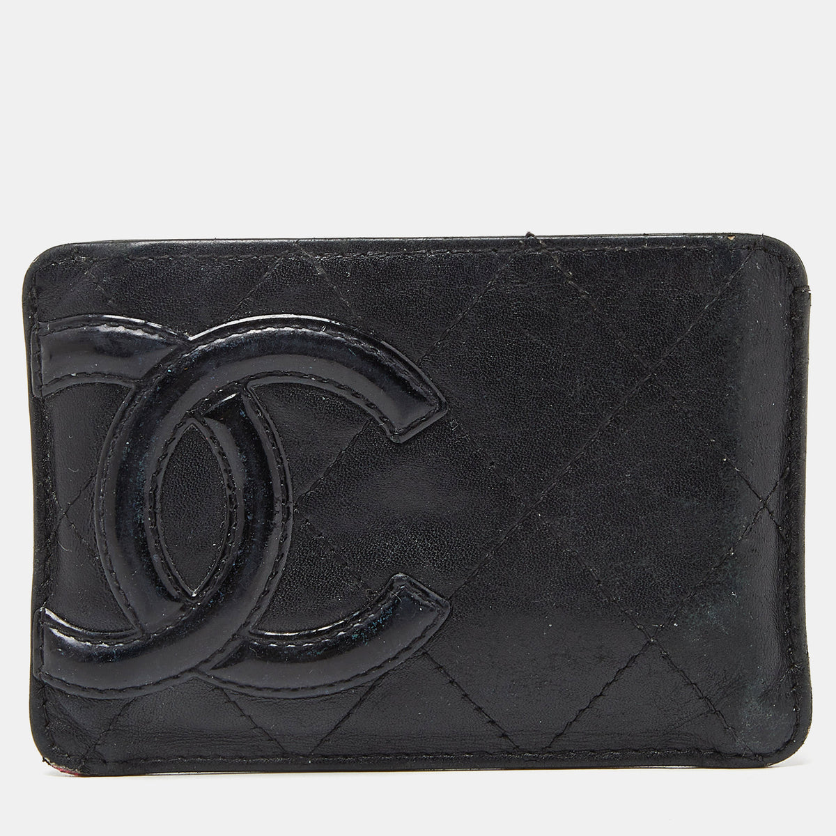 Chanel Black Quilted Leather Cambon Ligne Card Holder