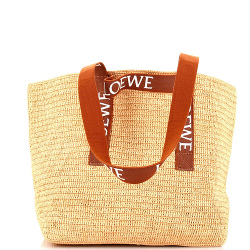 LOEWE Fold Logo Strap Tote Raffia Large