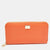 Orange Leather Zip Around Wallet