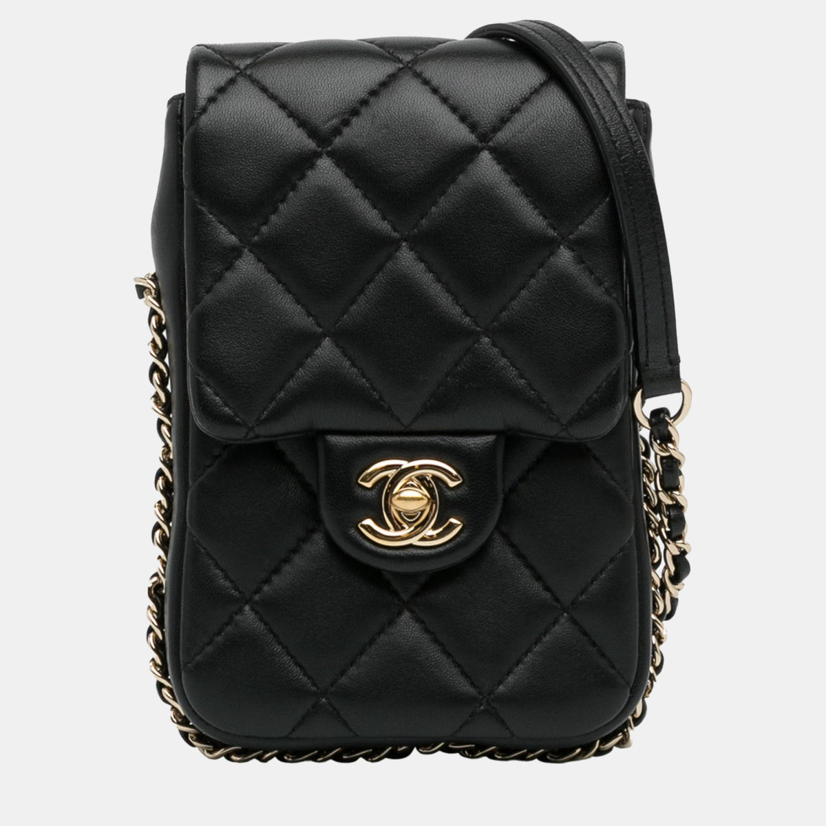 Chanel Black Lambskin My Precious Phone Case Flap