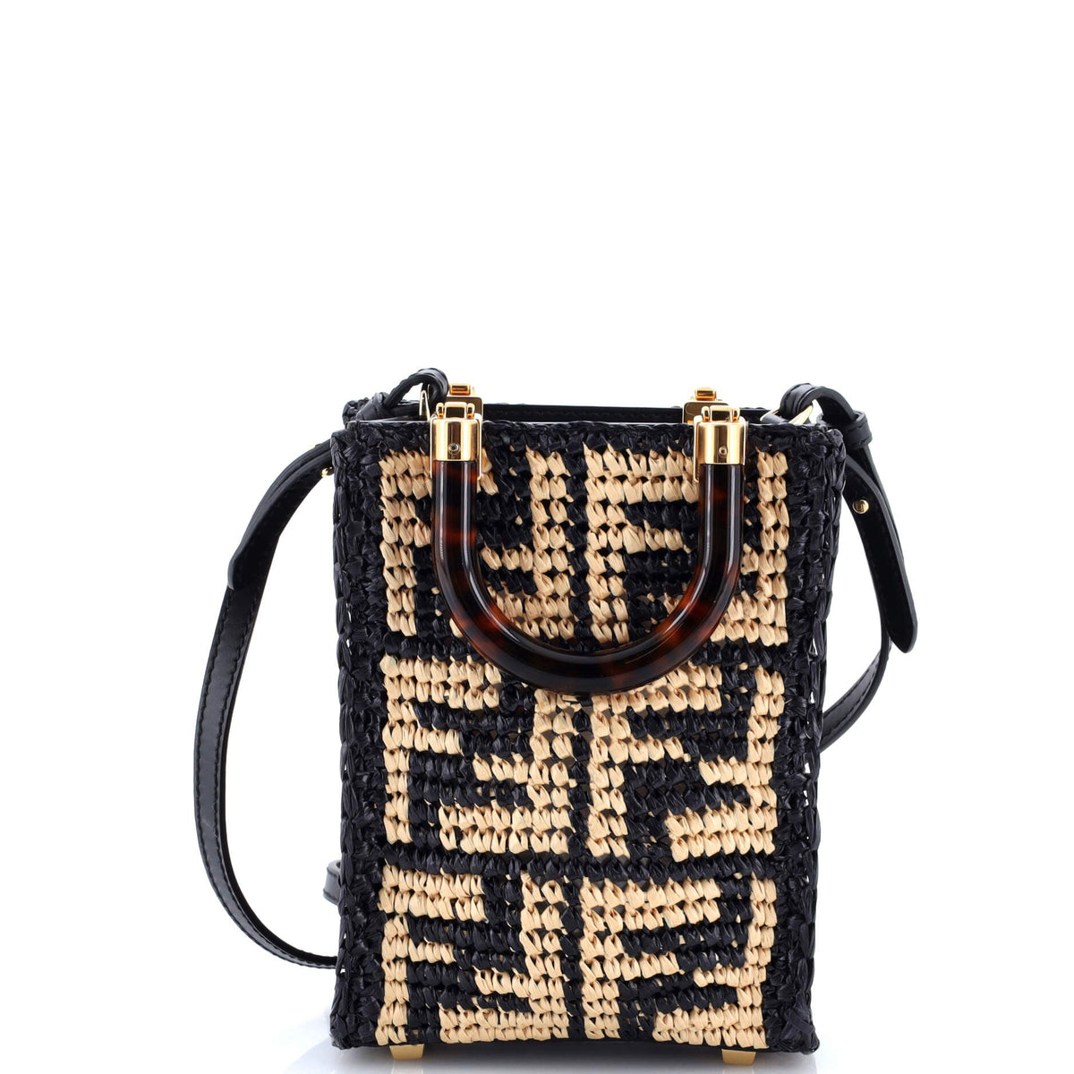Fendi FENDI Sunshine Shopper Tote Zucca Raffia Mini