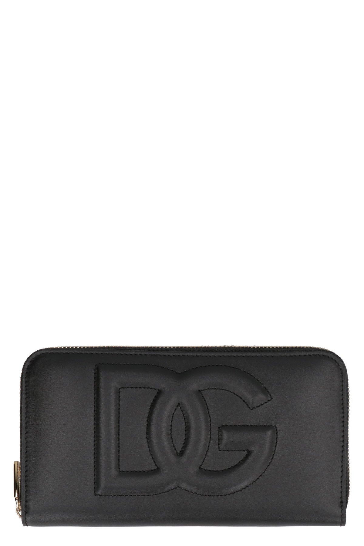 Dolce & Gabbana Women's Dg Logo Leather Zip-Around Wallet in Black | BI0473AG081 Color 80999