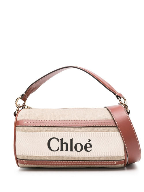 Women's Woody Tube Shoulder Bag in White/Brown | CHC24AS682I26