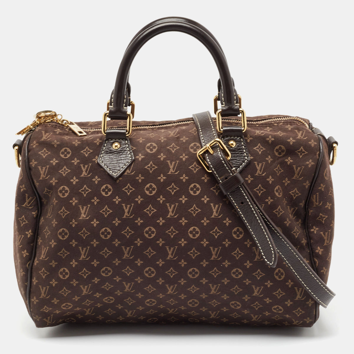 Louis Vuitton Ebene Monogram Canvas Mini Lin Speedy 30 Bandouliere Bag