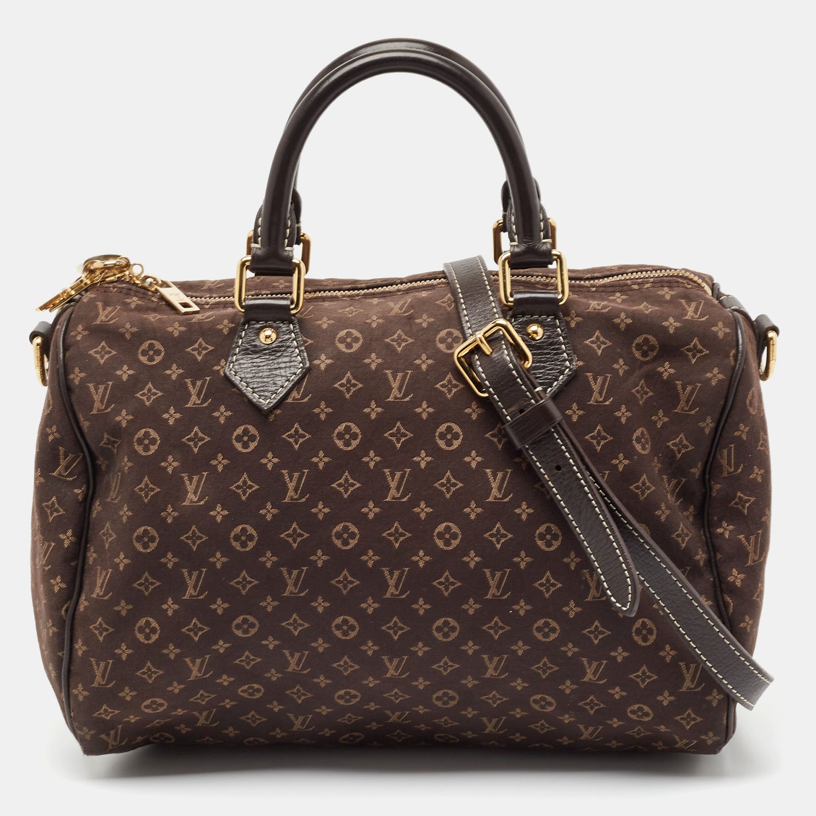 Louis Vuitton Ebene Monogram Canvas Mini Lin Speedy 30 Bandouliere-Tasche