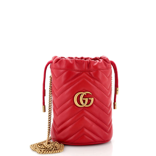 GUCCI GG Marmont Bucket Bag Matelasse Leather Mini