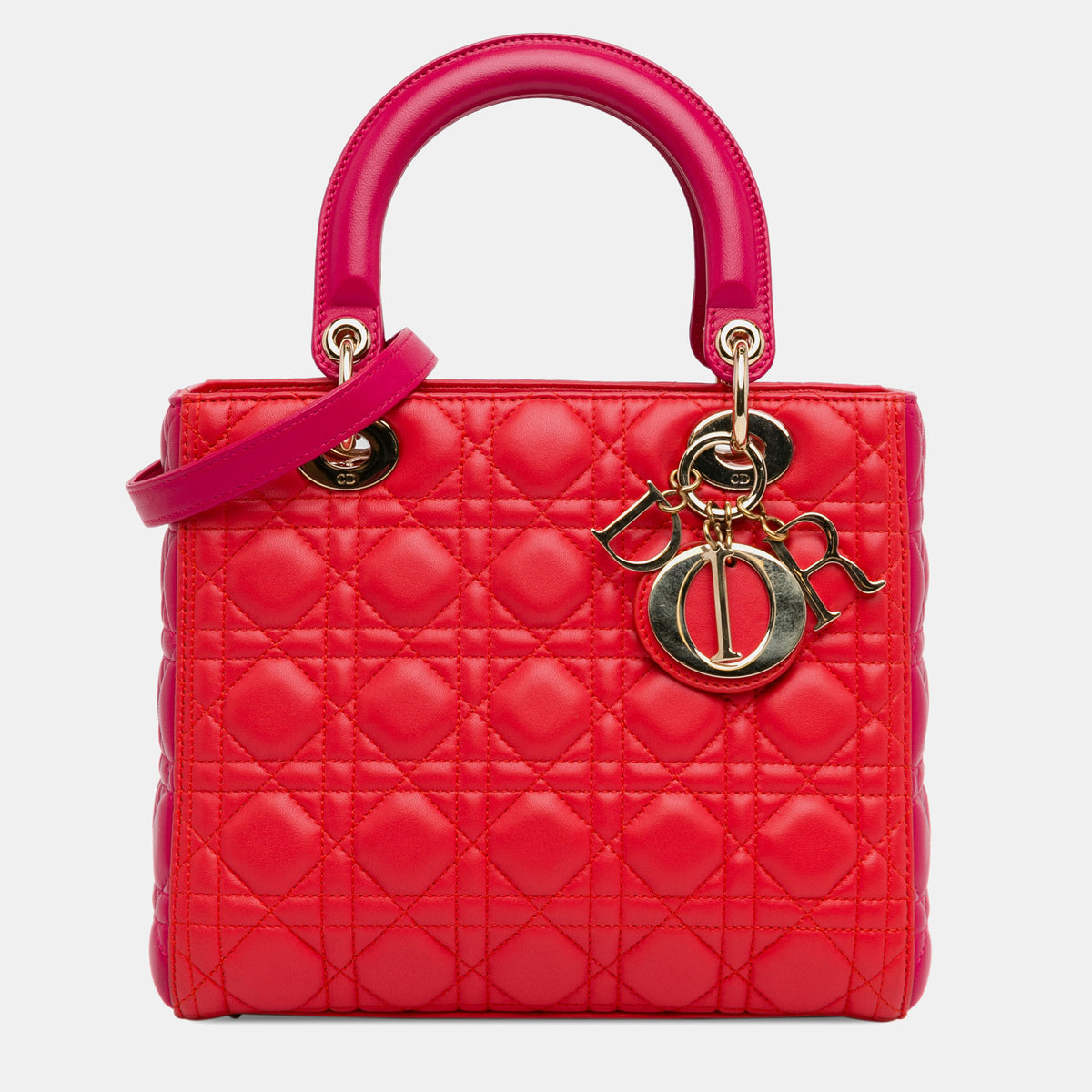 Dior Medium Bicolor Lambskin Cannage Lady Bag