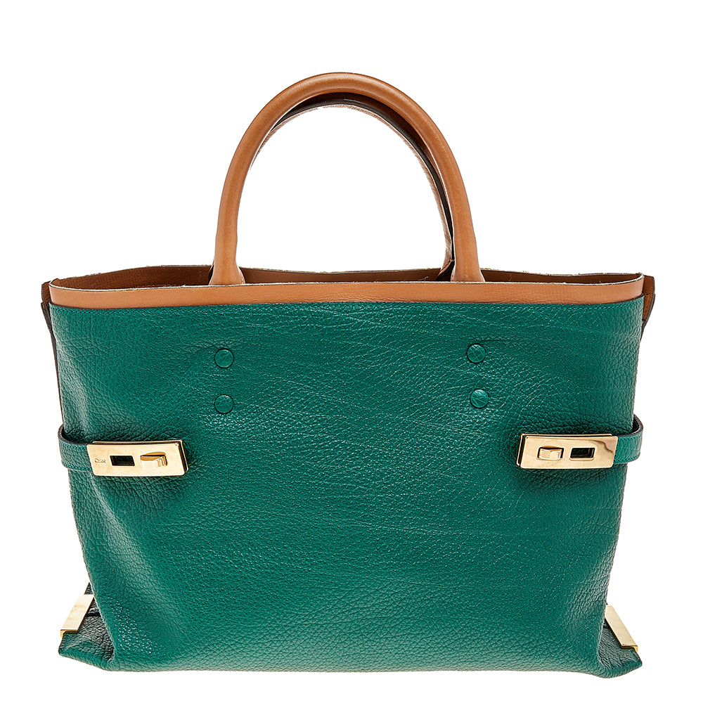 Chloe Green/Brown Leather Charlotte Tote