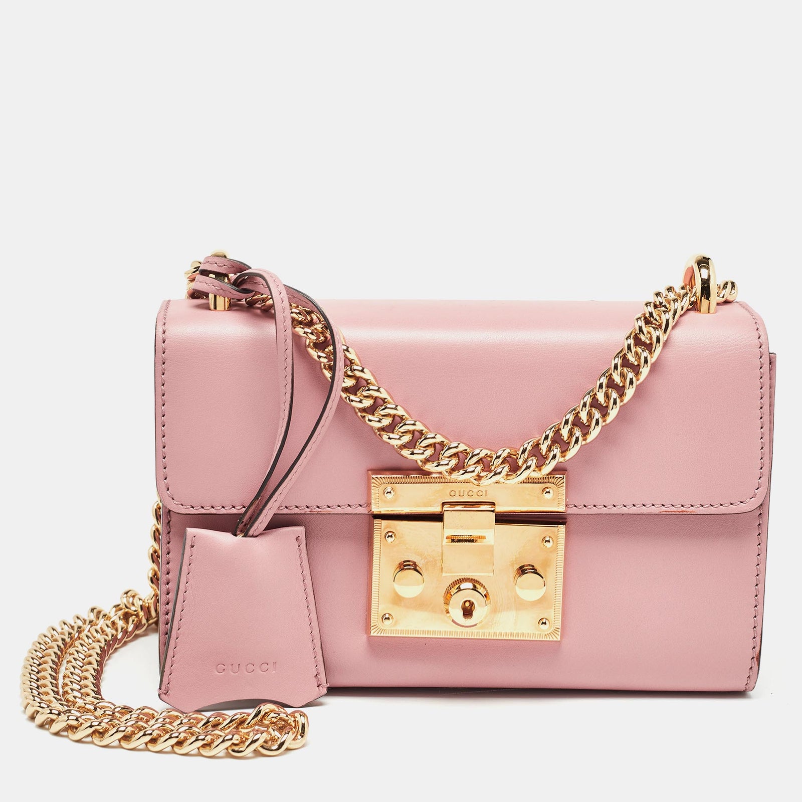 Gucci Light Pink Leather Small Padlock Shoulder Bag