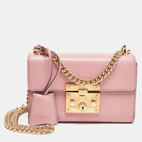 Light Pink Leather Small Padlock Shoulder Bag