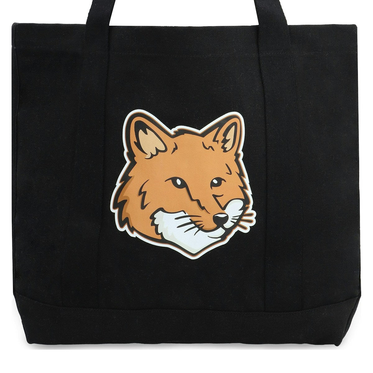 Maison KitsunÃ© Men's Fox Head Canvas Tote Bag in Black | LW05101WW0050 Color P199