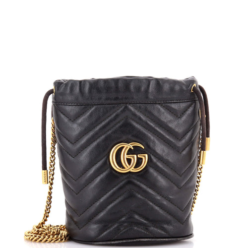 GUCCI GG Marmont Bucket Bag Matelasse Leather Mini