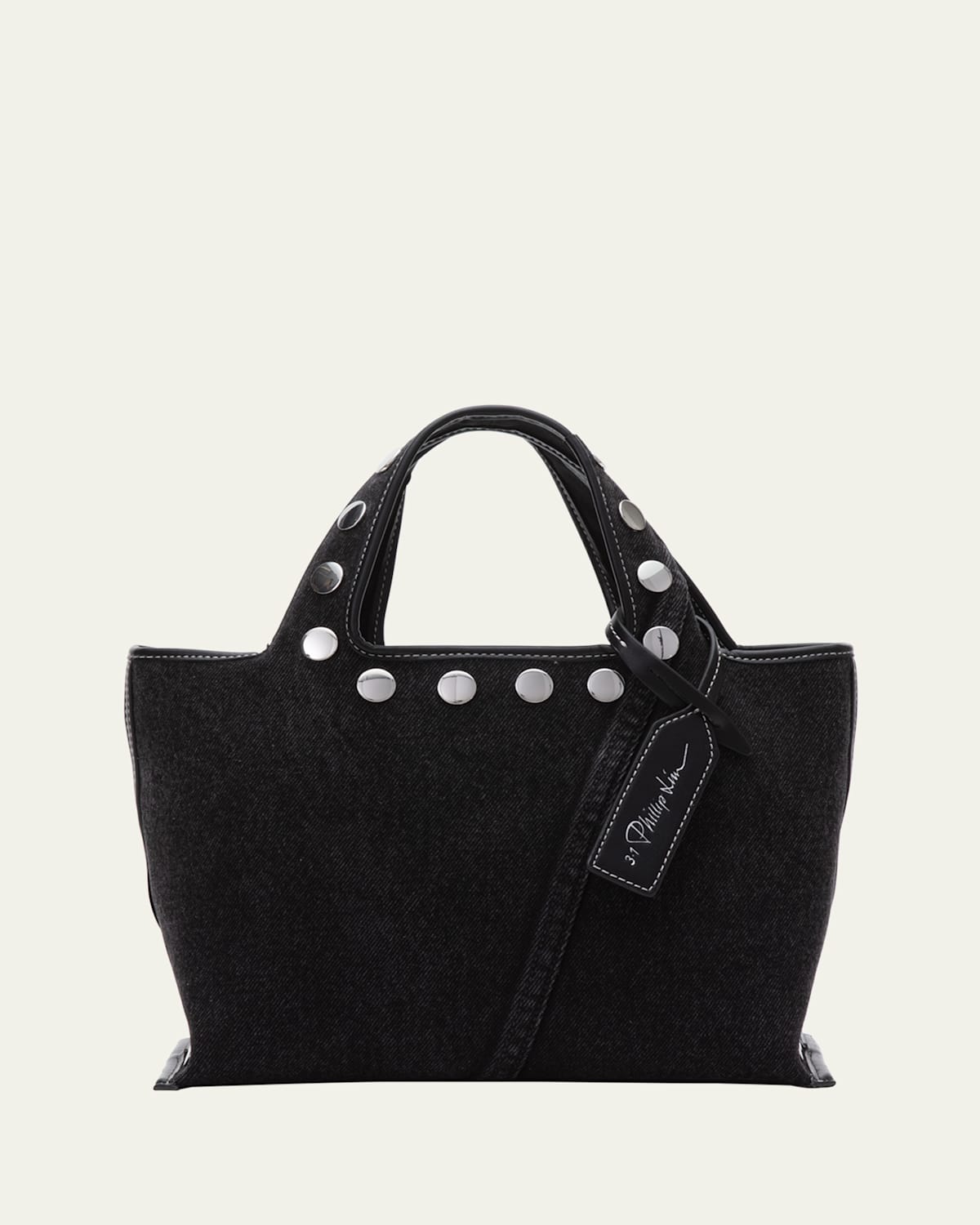 3.1 Phillip Lim Mini Studded Washed Denim Market Tote Bag